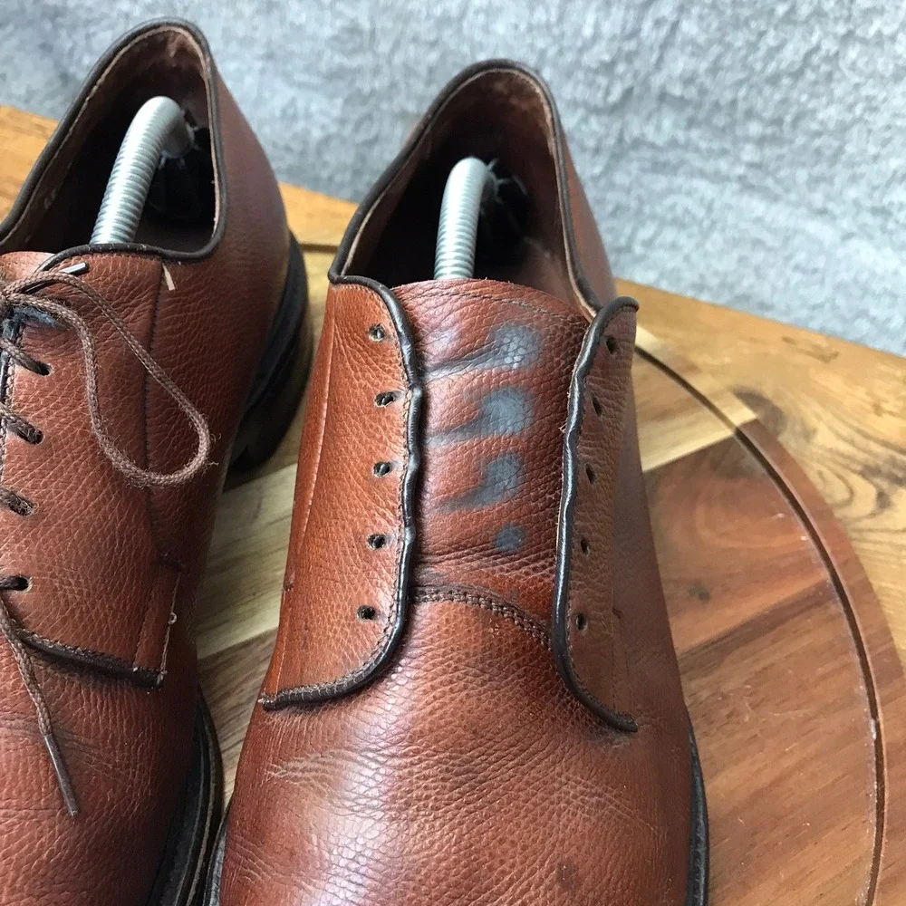 Allen Edmonds Leeds Derby Mens‎ 11 C Brown Pebble Grain Leather Plain Toe Shoes